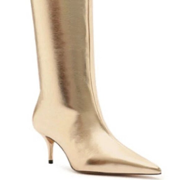 Arezzo Arezzo Womens Zipper Knee-High Stilet Gold Boots 7.5M-MSRP $189 - Picture 1 of 7
